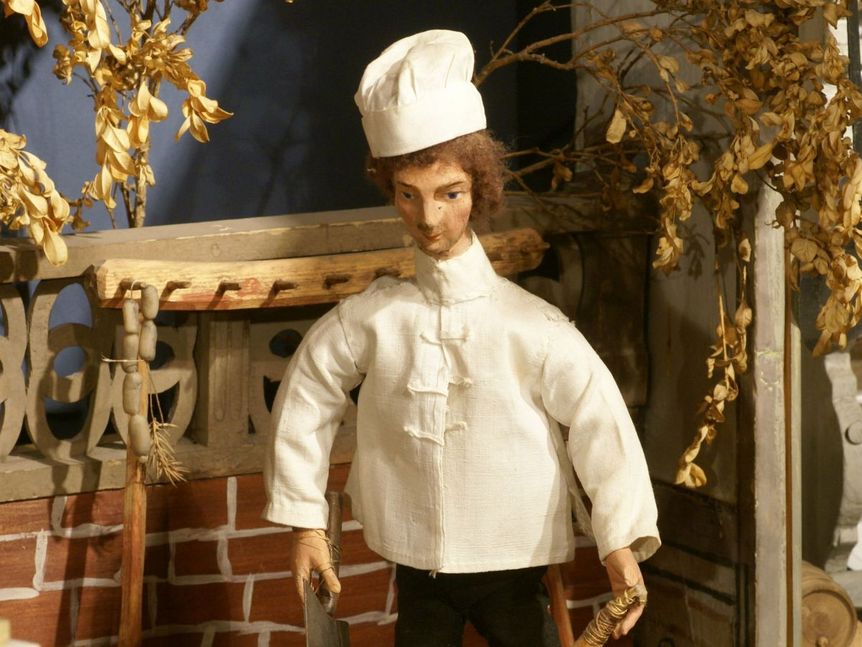 Schloss ob Ellwangen, Detail, Barockkrippe, Hochzeit zu Kana, um 1760/1770