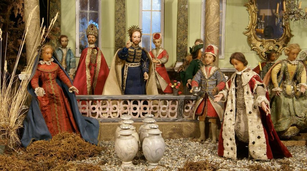 Barockkrippe mit der Darstellung der Hochzeit von Kana im Museum von Schloss ob Ellwangen