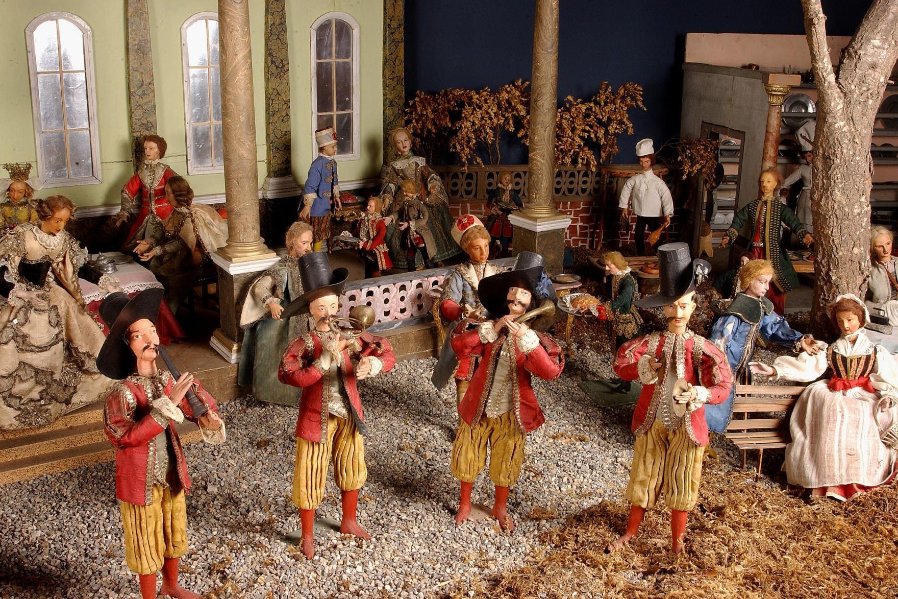 Schloss ob Ellwangen, Detail, Barockkrippe, Hochzeit zu Kana, um 1760/1770