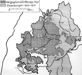 Karte des Herzogtums Württemberg 1795 – 1810